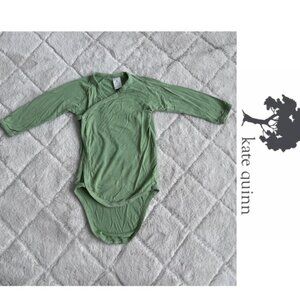 Kate Quinn | Green Solid Long Sleeve Kimono Wrap Bodysuit | Size 6-12 Months